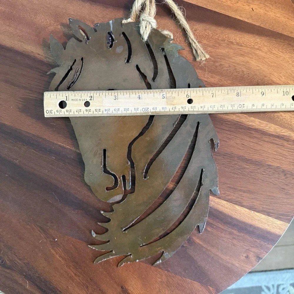 Metal Horse Head Wall Art Equestrian Rustic Steel Brown Western Farmhouse Decor